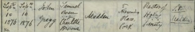 Figure 5. Baptism Certificate of John "Jack" Burges (P.342.2.1)