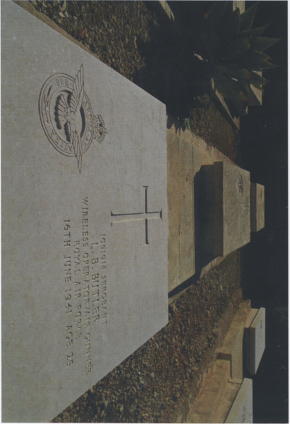 The grave of Leslie Butler, Cappucini Naval Cemetery, Malta.
