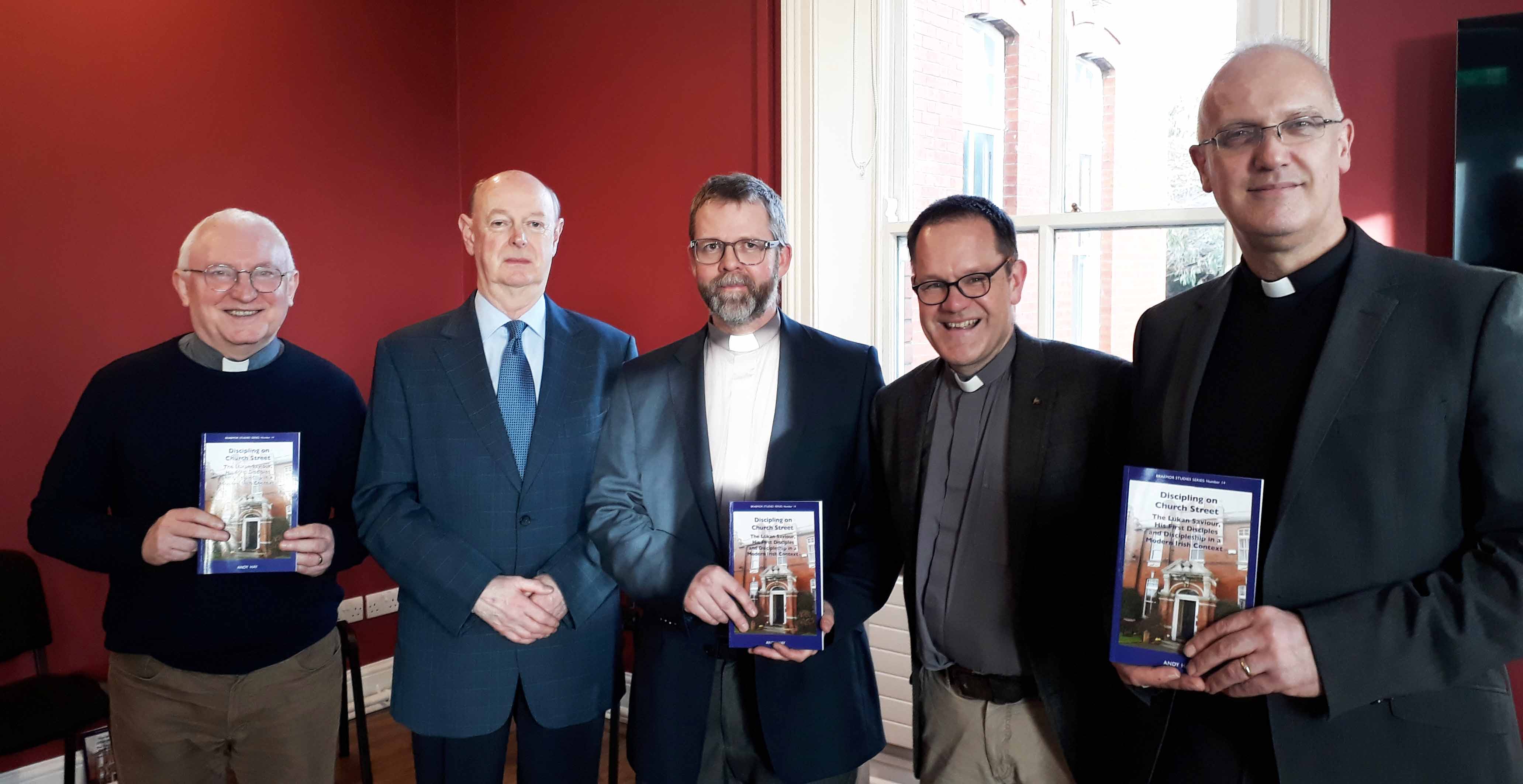 From left: the Revd Dr Paddy McGlinchey, Dr Raymond Refauss&eacute; (Church of Ireland Publishing), the Revd Andy Hay, Canon Jonathan Pierce, and Canon Dr Maurice Elliott.