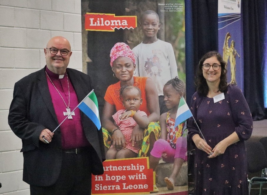 The Bishop of Cork, the Rt Revd Dr Paul Colton, and Christian Aid Ireland's Head of Fundraising and Supporter Engagement, Ruth Cooke, launching the Cork Diocesan Appeal for Sierra Leone at the Cork Diocesan Synod recently. Credit: Diocese of Cork, Cloyne and Ross/Denise Stobart.