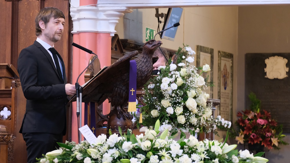 Neil Hannon reading from the New Testament at his father's funeral.