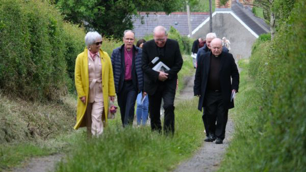 Arriving for the Pentecost Service.