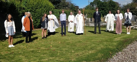 The confirmands with their Bishop, the Right Rev Dr Paul Colton, the Rev Paul Arbuthnot, Canon Andrew Orr, and the Very Rev Susan Green.
