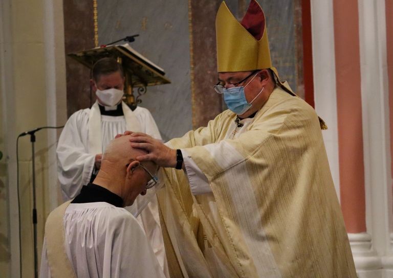 The Rev Pat Culleton and Bishop Paul Colton.