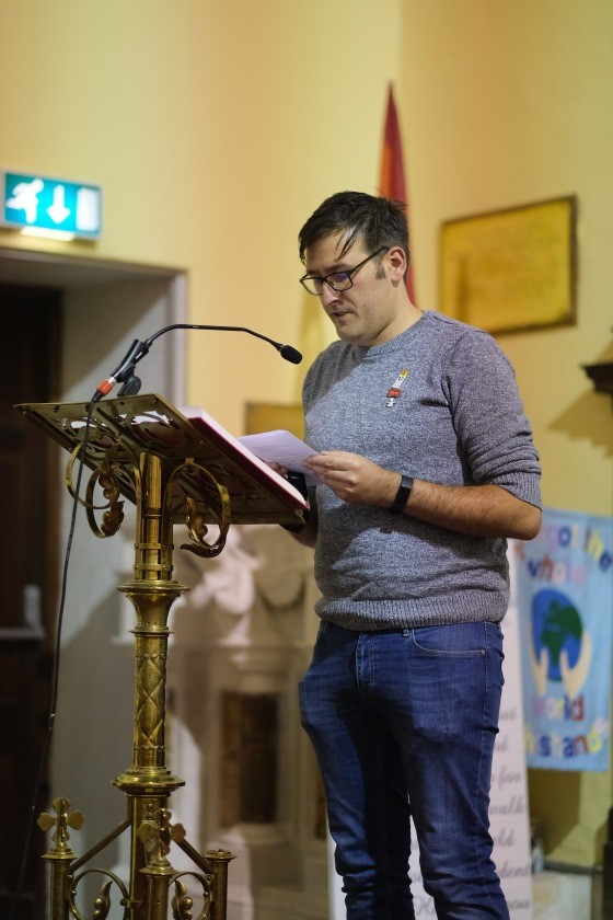 Stephen Spillane reading the prayers.