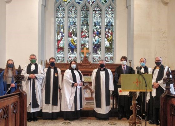 Members of the Cathedral Chapter with Canon Denis McCarthy (fourth from the left).