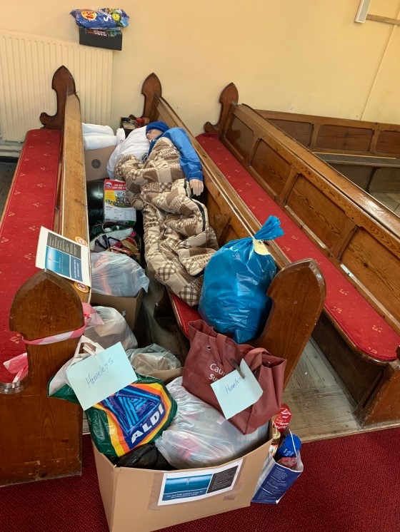 Prayer station: 'Hope for the Homeless'.