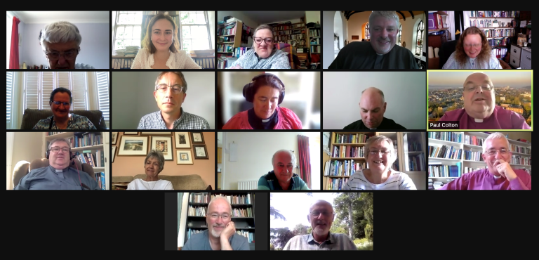 The two dioceses discuss collaboration online.