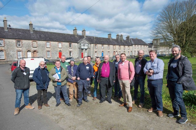 Some of the volunteers who met with Bishop Paul Colton and Billy Skuse (Diocesan Secretary, fourth from left) at Kingston College. Photo credit: Michael Mac Sweeney/Provision.