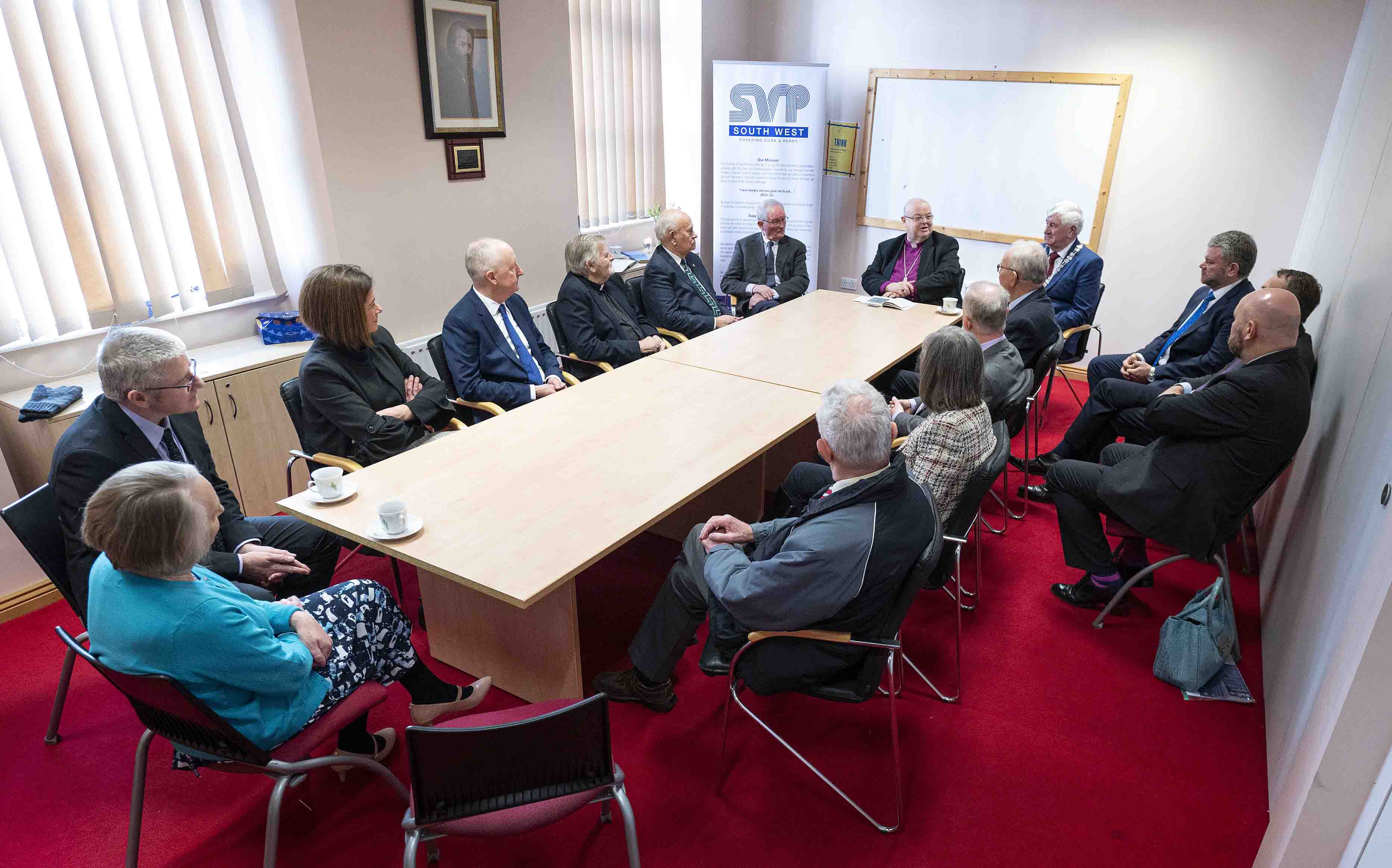 The Right Rev Dr Paul Colton, Bishop of Cork, Cloyne and Ross, President of Saint Luke's Charity and Home, reading an account of the first meeting of the Council held in 1872 to today's management and directors. St Luke's Home is 150 years old this year and the first recorded meeting of the General Committee was held at 2 Tuckey Street, Cork, &lsquo;the home of Mrs Gunn', a premises which today is occupied by the Society of St Vincent de Paul. Photo: Gerard McCarthy.
