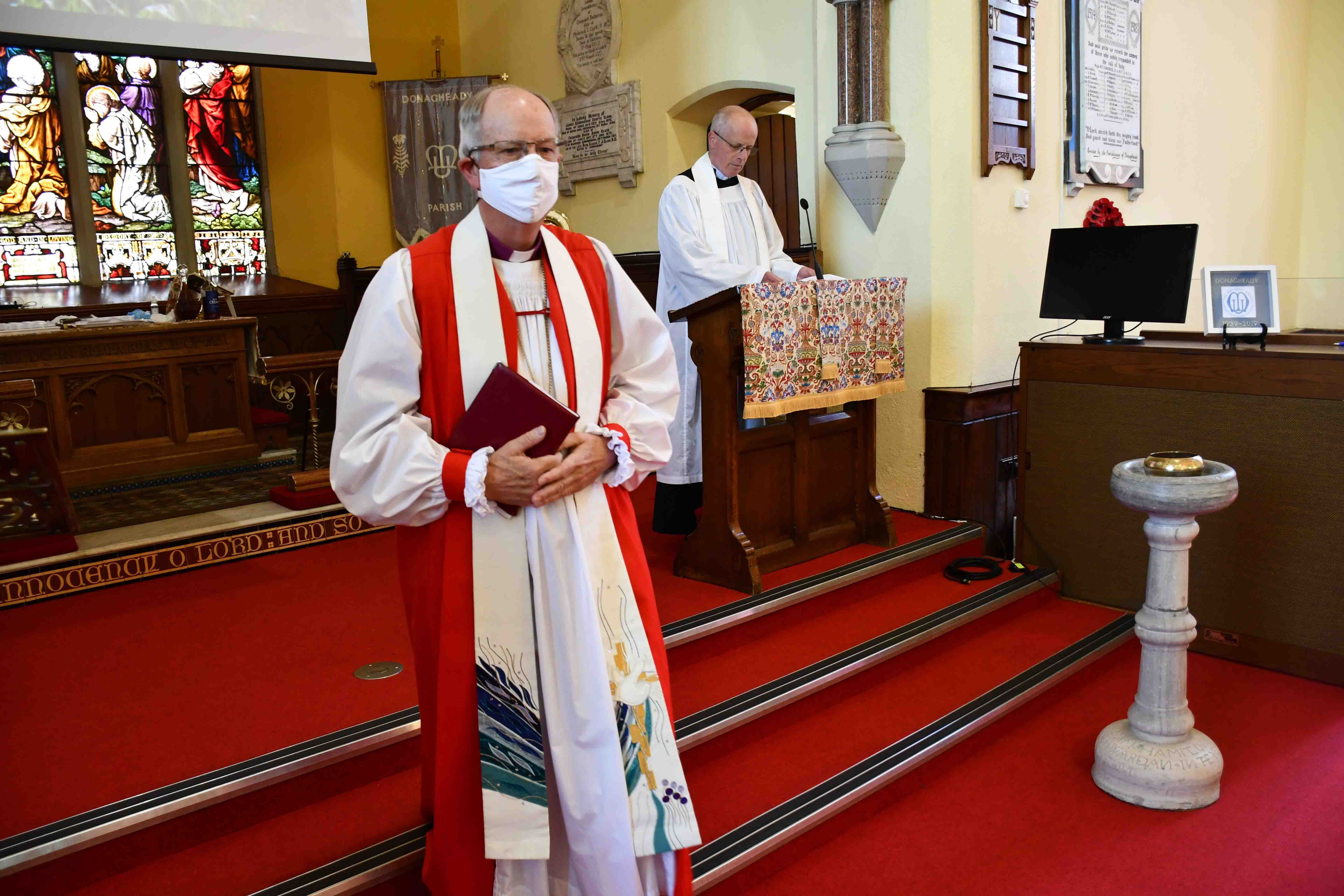 Bishop Ken Good and Rev Dr Robin Stockitt in the Eames (Donemana) Parish Church.