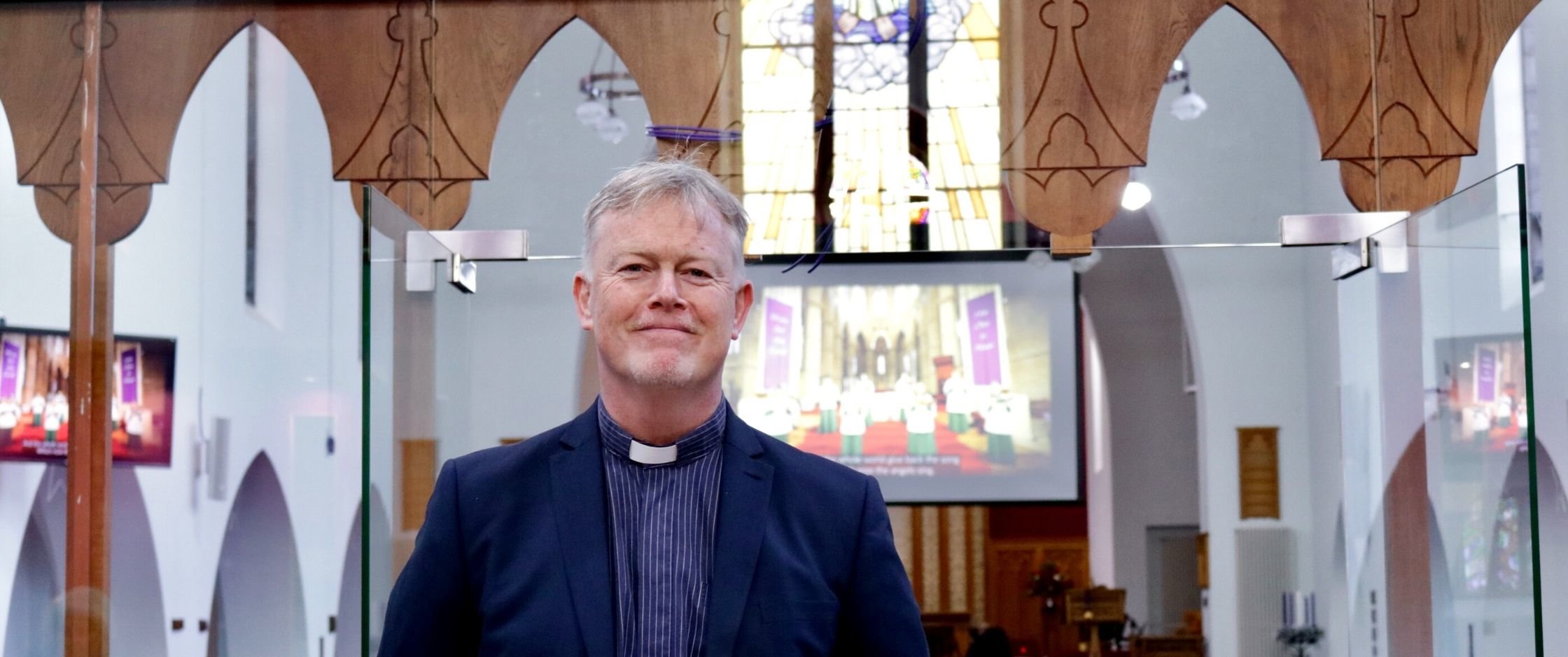 The Revd Ross Wilson, Rector of Orangefield, inside the refurbished church building.