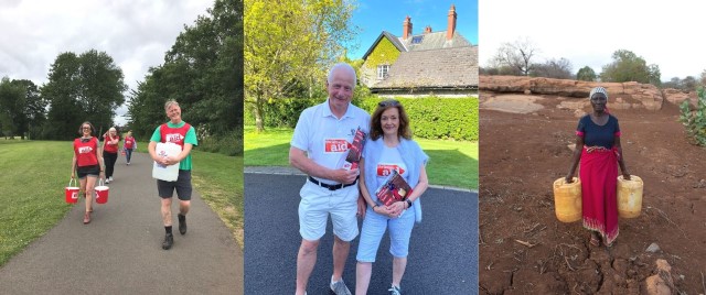 From left: Fundraisers in Orangefield, Claire and Neil Farmer from Carnalea, and Rose Jonathan from Kenya.