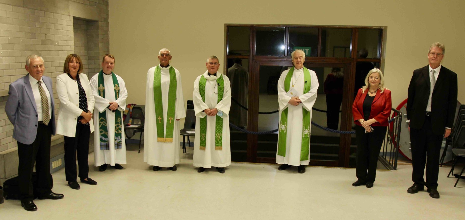 The new Rector of Taney, the Revd Nigel Pierpoint, with Archbishop Michael Jackson, Archdeacon David Pierpoint and parish clergy and church wardens.