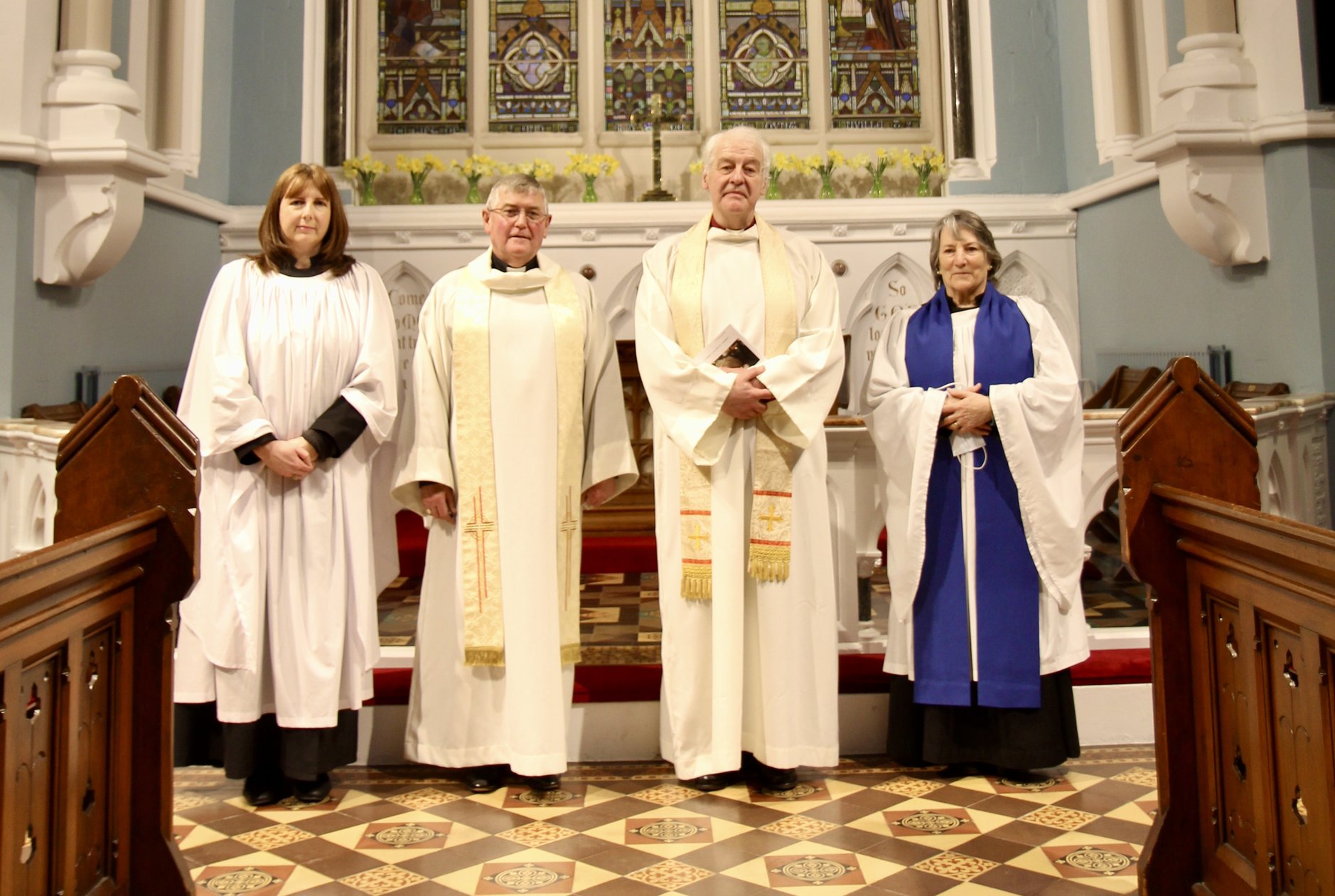 Caroline Brennan, the Revd Nigel Pierpoint, Archbishop Michael Jackson and Trilly Keatinge at the Memorial Service in Taney for those who died during the pandemic.