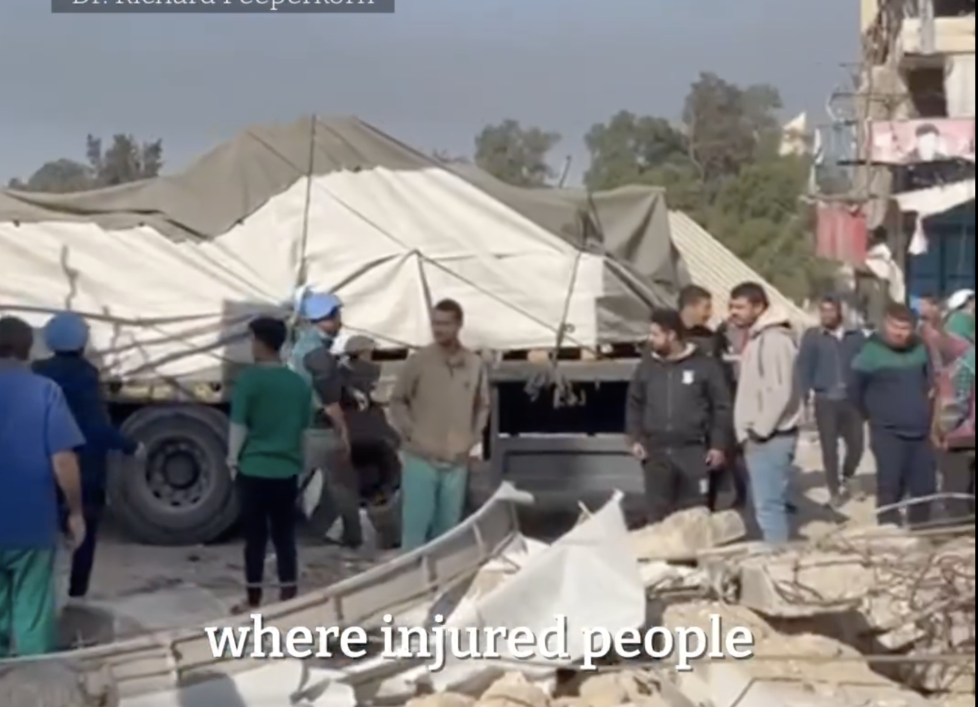 Aid being delivered to Al Ahli Hospital - photo WHO video December 23 2023.