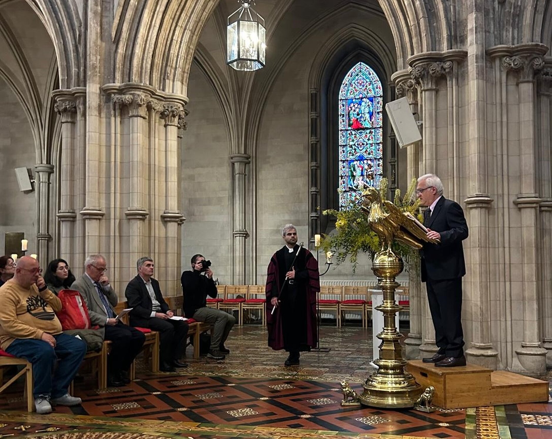 The Armenian Honorary Consul, Mr Ohan Yergainharsian, addresses the congregation on the 110th anniversary of the Armenian Genocide.