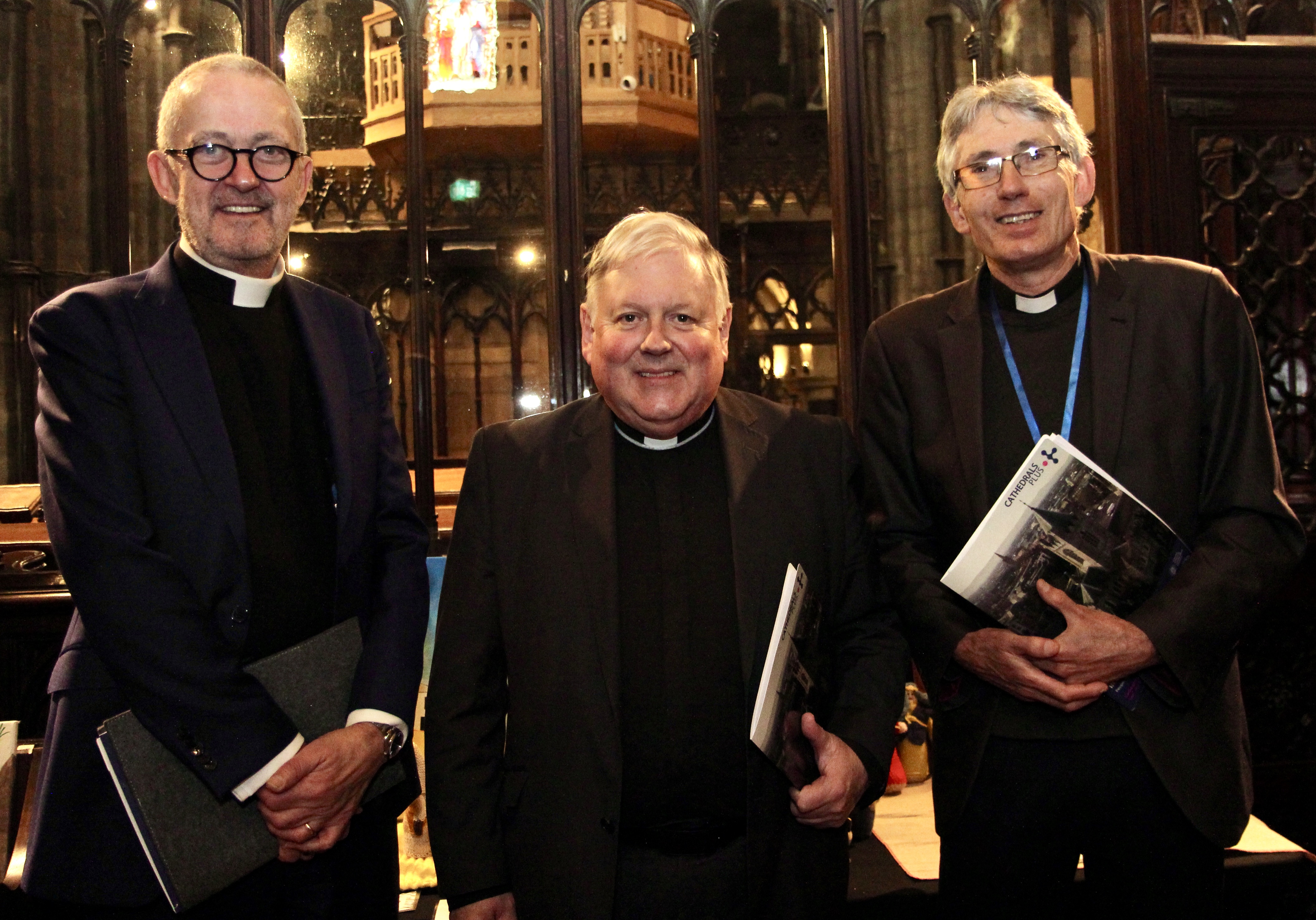 Dean Dermot Dunne, Dean William Morton and Dean Anthony Cane at the opening of the Cathedrals Plus conference in Christ Church Cathedral.