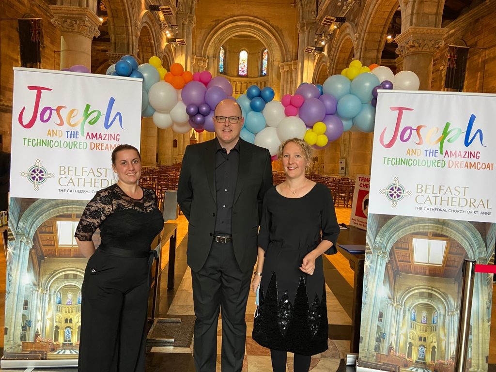 Belfast Cathedral Music Summer School organisers India Chapman Webb, Alison Darragh, and Matthew Owens, the Cathedral's Director of Music.