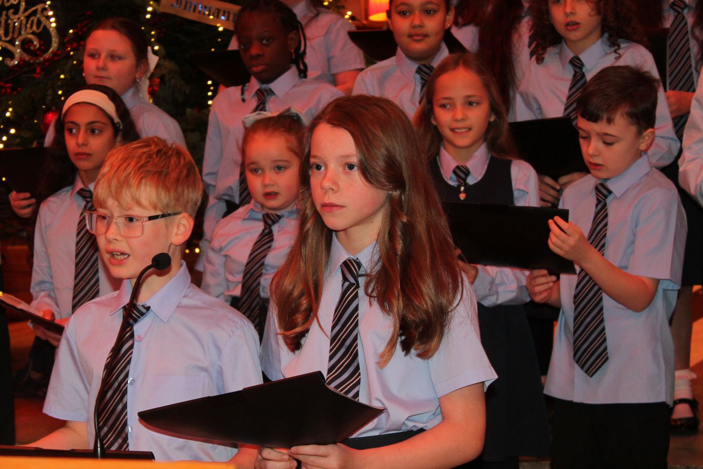 Hazelwood Integrated Primary School pupils singing during the St Anne Trust Carolfest on December 4.