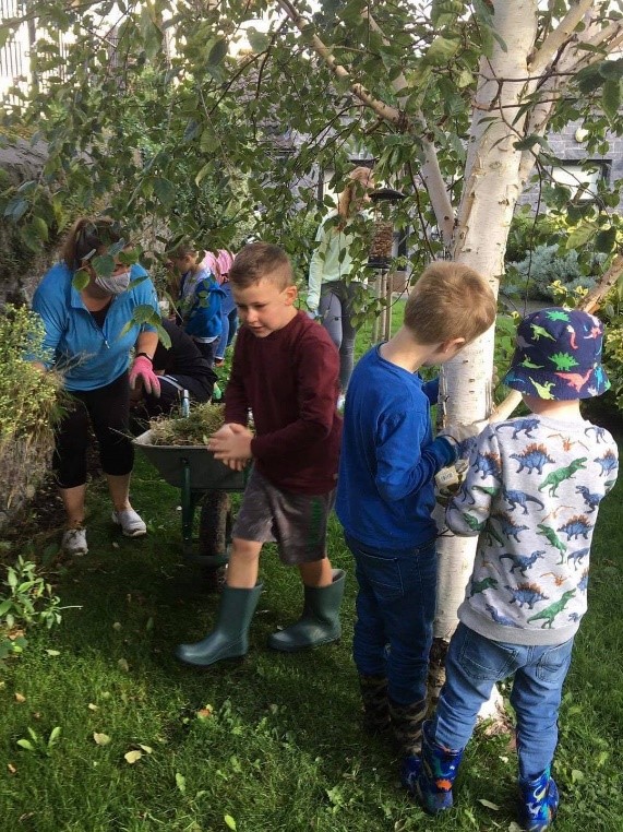Sunday Club busy at work on Wear Your Wellies to Church Sunday.