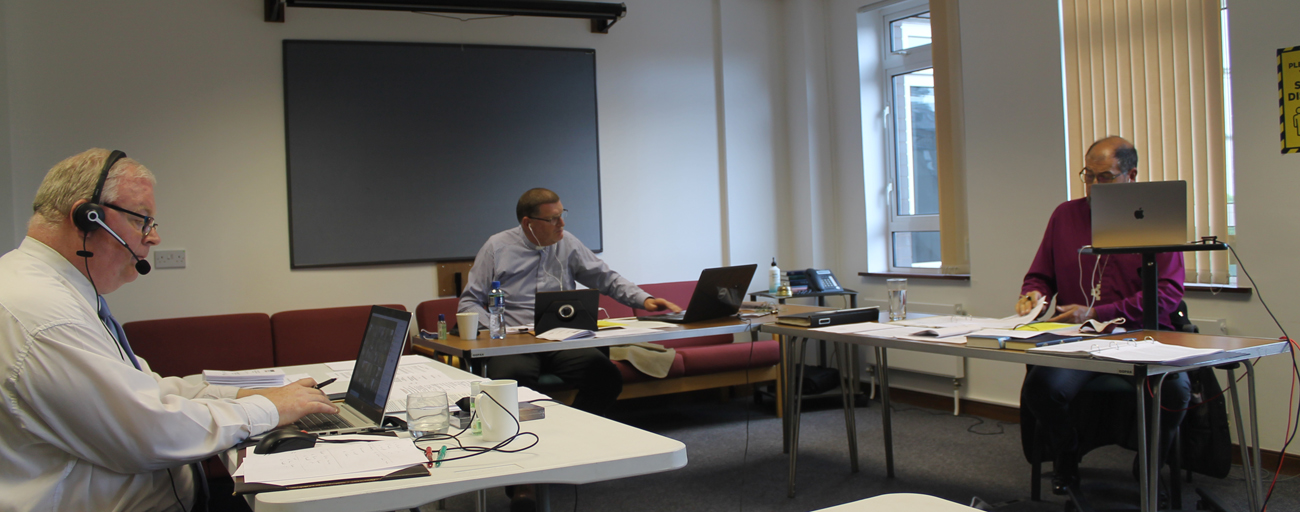 Synod online! Connor Diocese Finance and Administration Manager Richard Cotter; the Rev Canon James Carson; and Bishop George Davison were joined on Zoom by around 150 members of Connor Diocesan Synod.