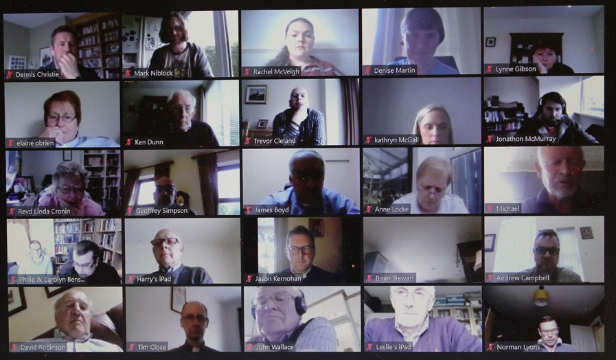 Members of Connor Diocesan Synod attending by Zoom.