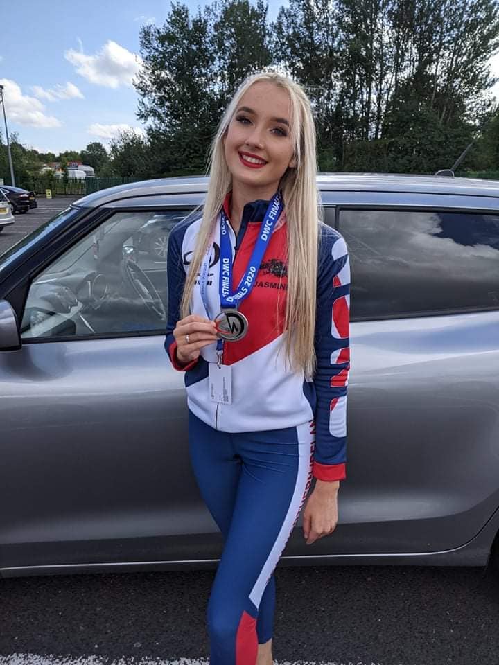 Jasmine Gray with her Dance World Cup medals.