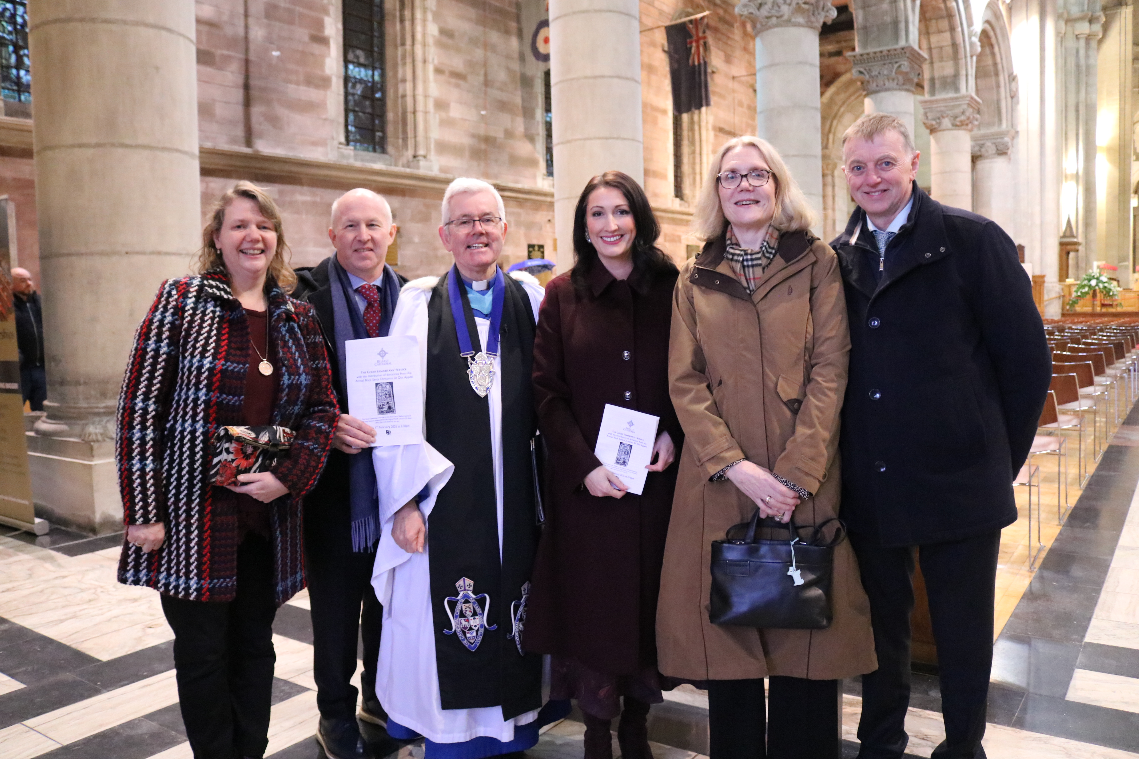 Representatives of Annagh Social Farm Community Interest Company with the Dean of Belfast, the Very Rev Stephen Forde, and Deputy First Minister Emma Little-Pengelly, who was the special guest at the 2026 Good Samaritans Service in Belfast Cathedral on February 1.