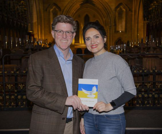 Head of Fundraising at Irish Red Cross Charlie Lamson and People's Artist of Ukraine Olga Chubareva after the concert.