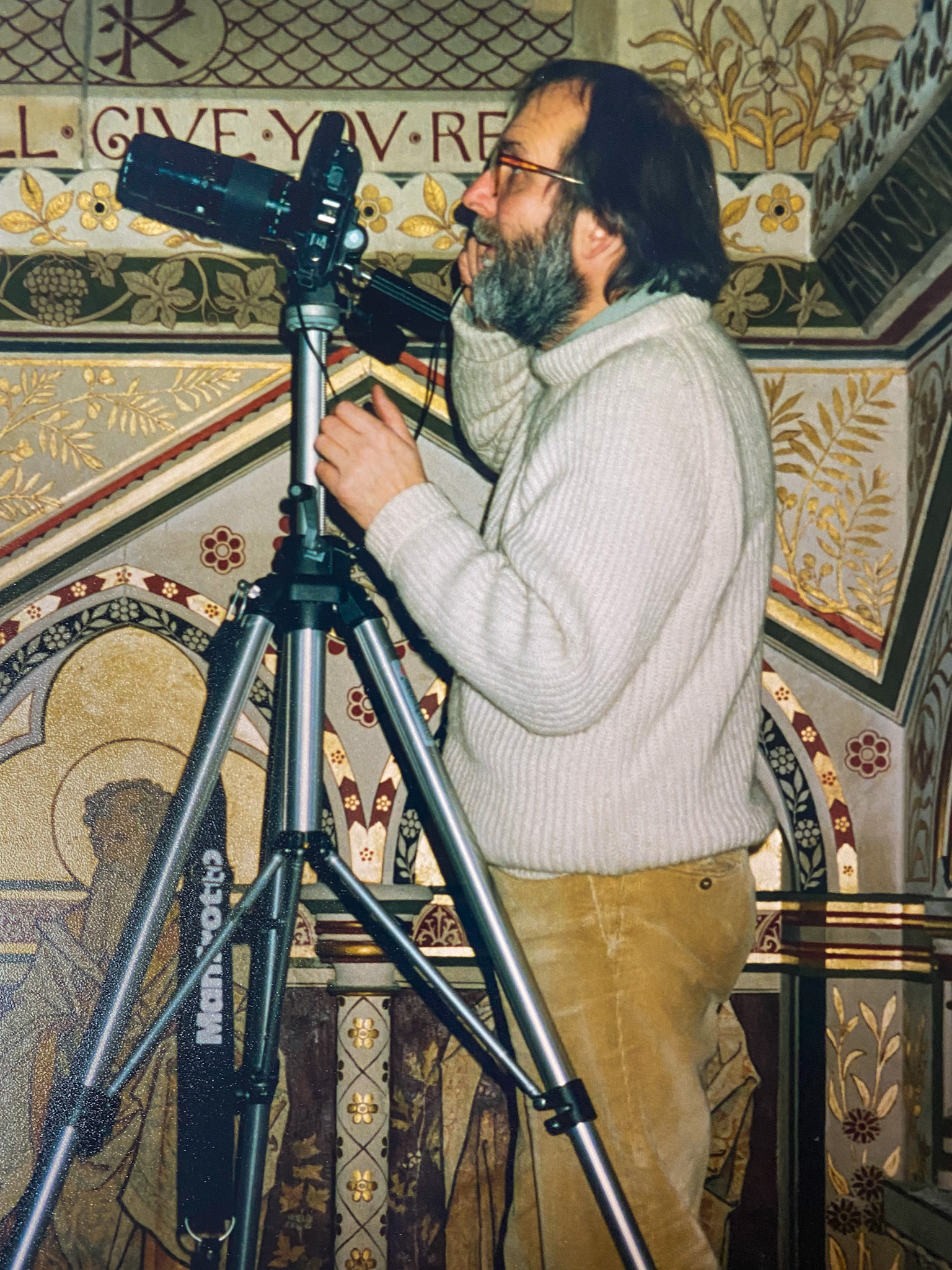 Dr David Lawrence hard at work photographing just one of those many windows. Shared with kind permission from the Lawrence family.
