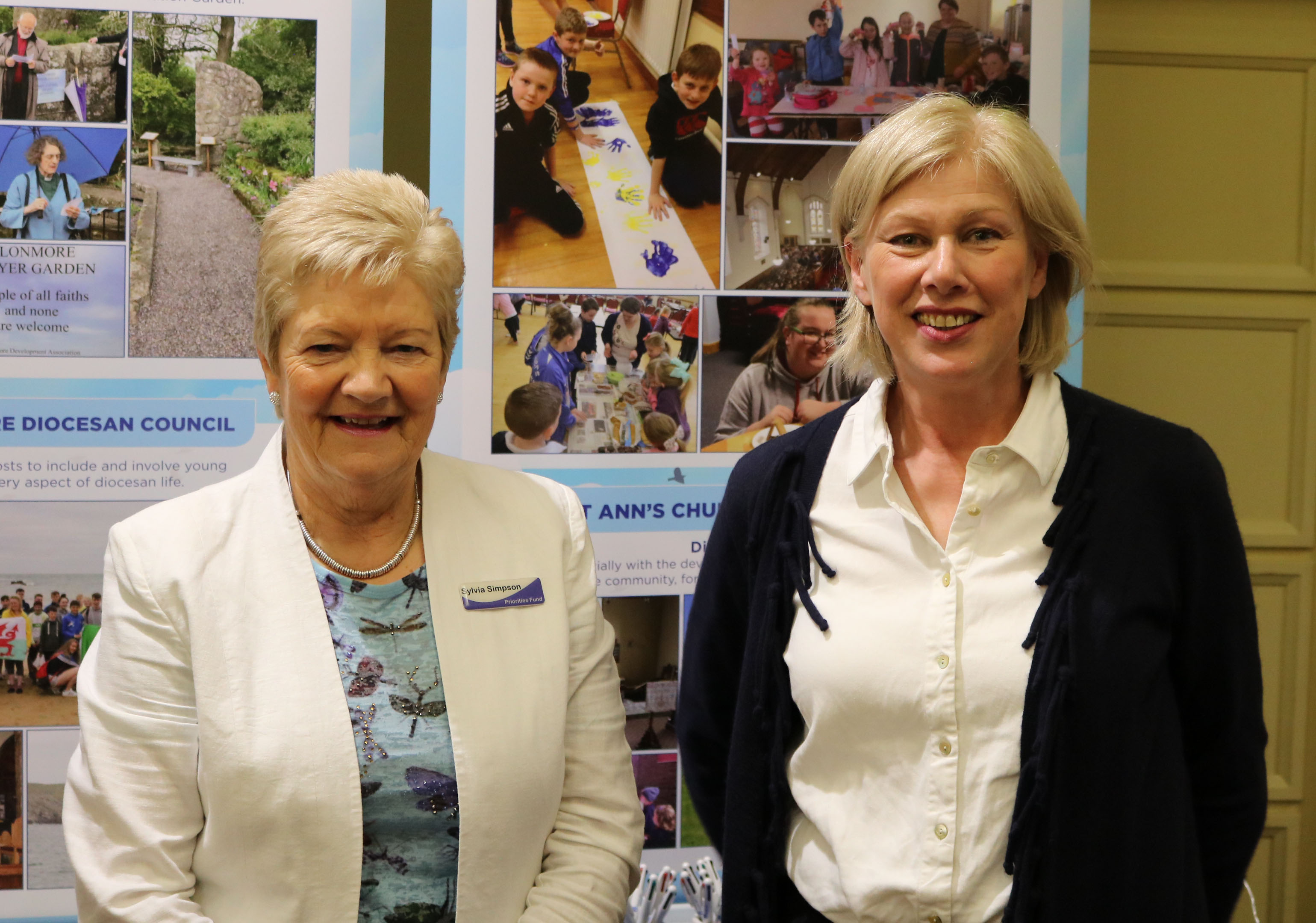 Mrs Sylvia Simpson (left) and Mrs Clare McEnaney (right) promoting the Priorities Fund at the 2018 General Synod.