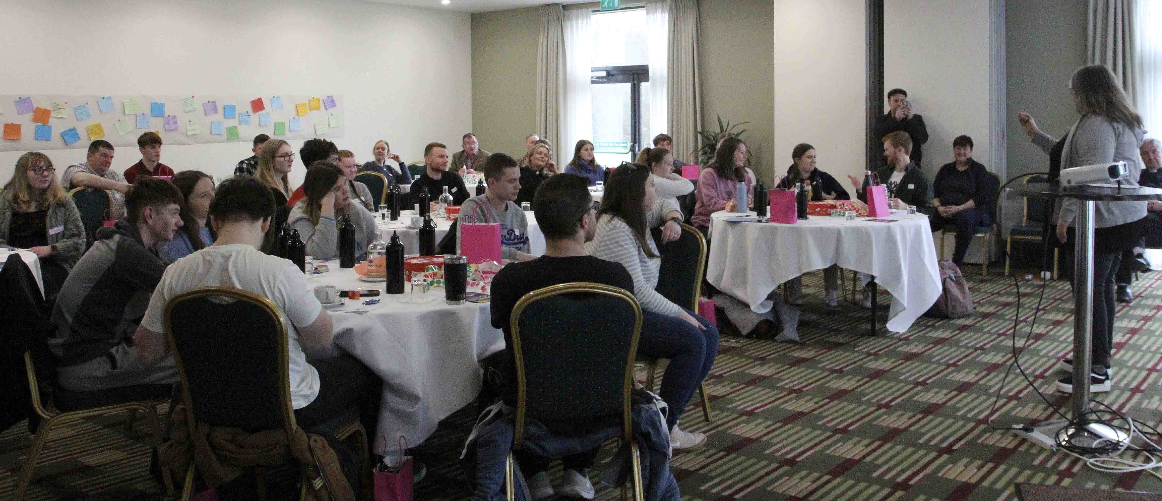 Susie Mapledoram talking to young people from across the Church of Ireland.