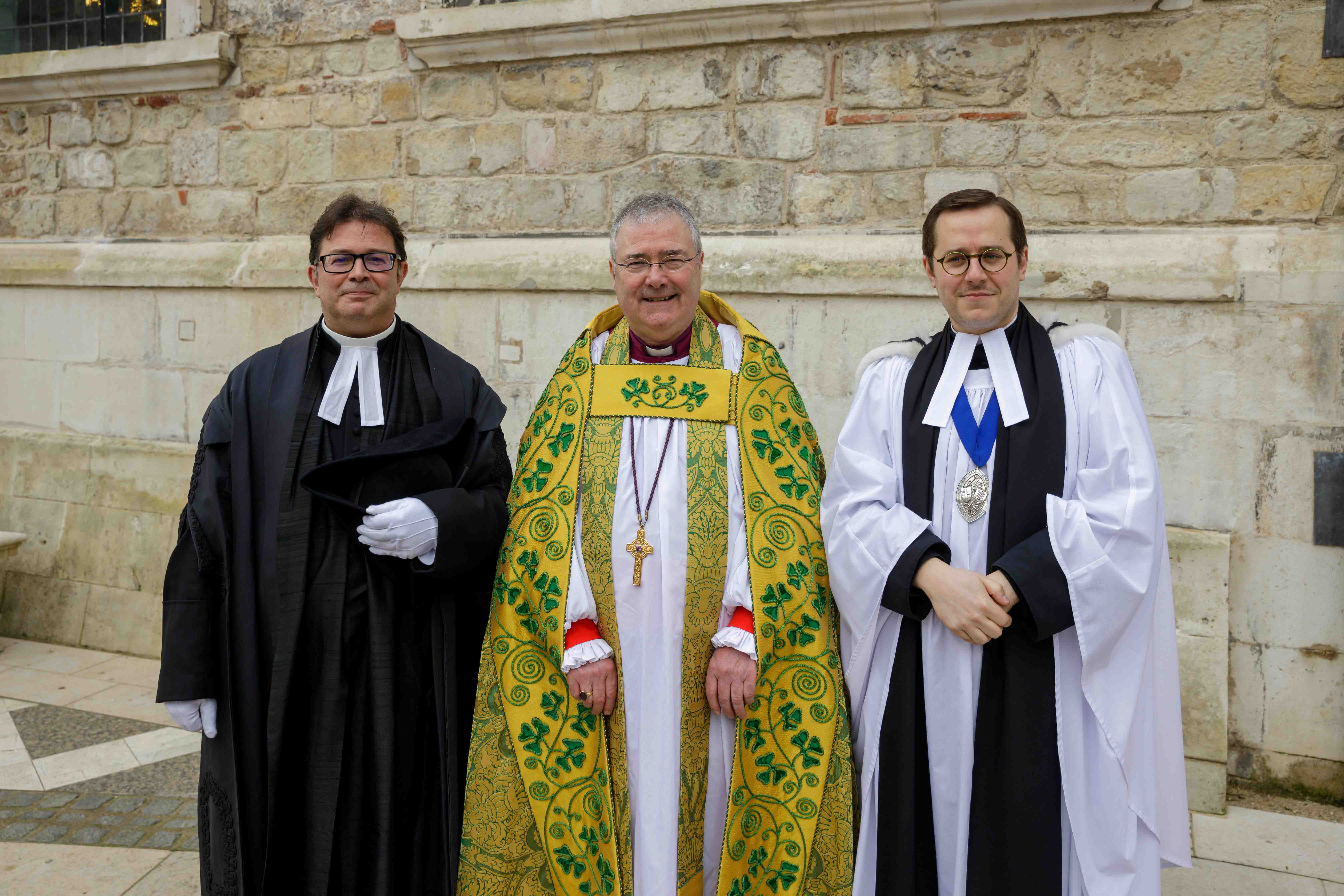 The Revd Dr Alan McCormack, Archbishop John McDowell, and Fr James Titley (Vicar of St Lawrence Jewry next Guildhall). Credit: Gerald Sharp Photography.