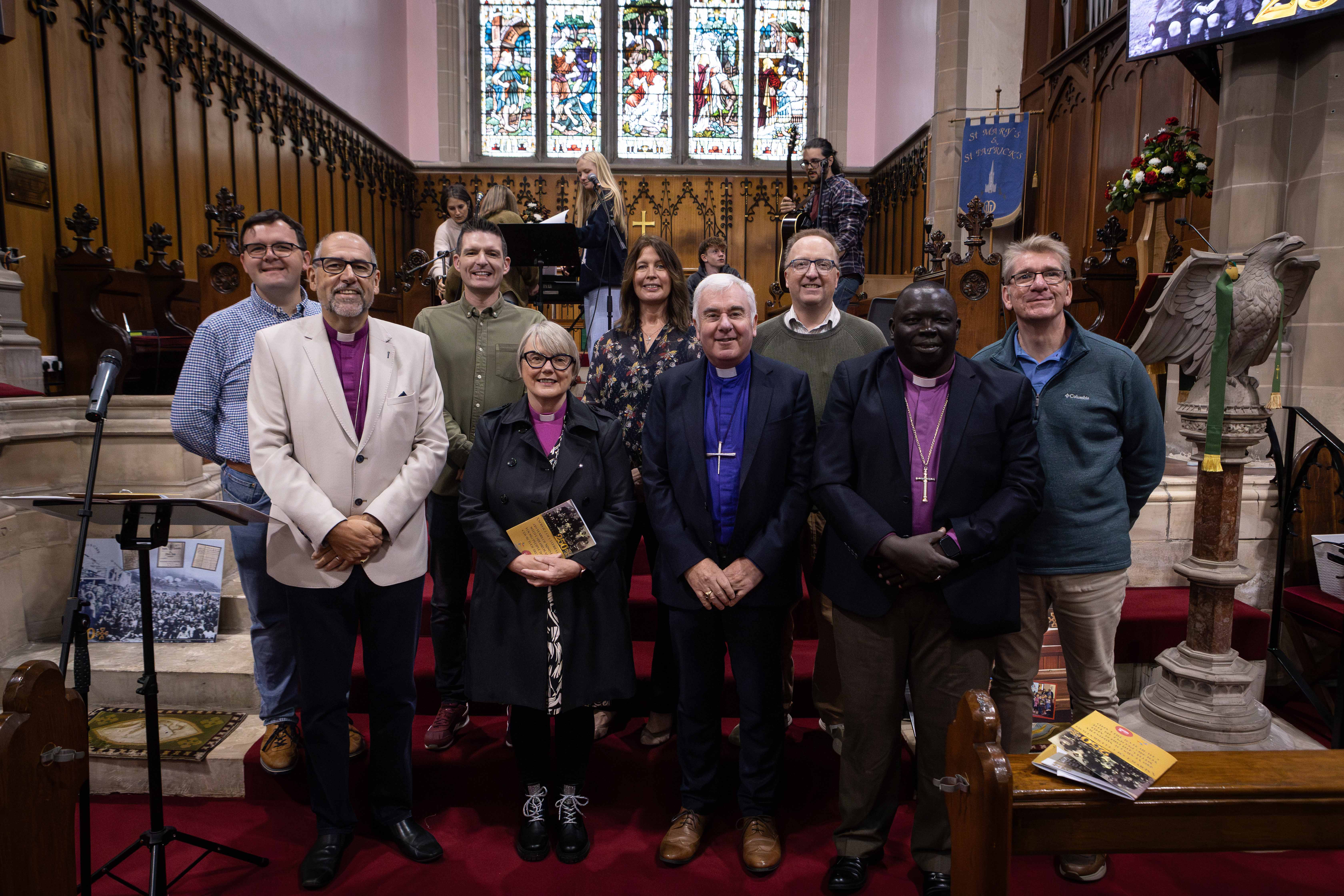 Board for Ministry with Children and Families (BMCF) and Church of Ireland Youth Department (CIYD) staff with Bishops Pat Storey, George Davison, David McClay, and Moses Zungo, and guest speaker Dr Mark Griffiths. Photo credit: Frank Dillon Photography.