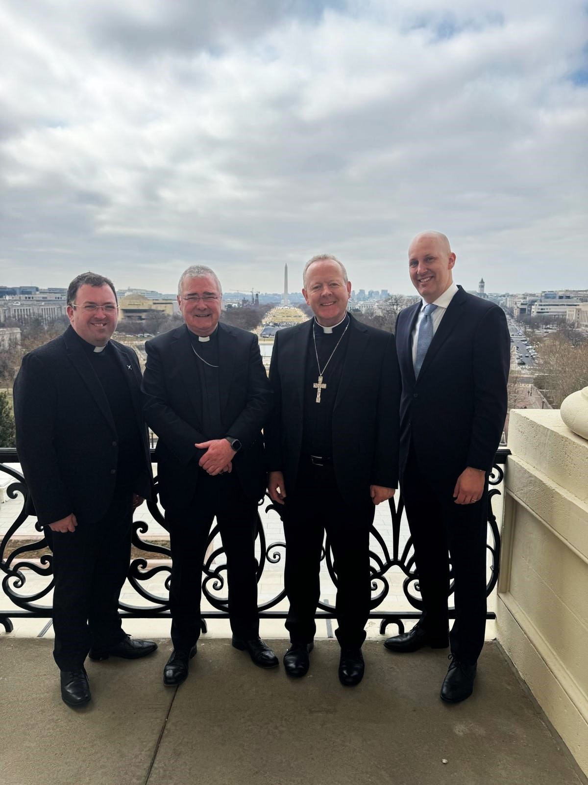 Archbishops McDowell and Martin on Capitol Hill with James Applegate, US Consul-General, Belfast, and Fr Barry Matthews, Administrator of St Patrick's Roman Catholic Cathedral, Armagh.