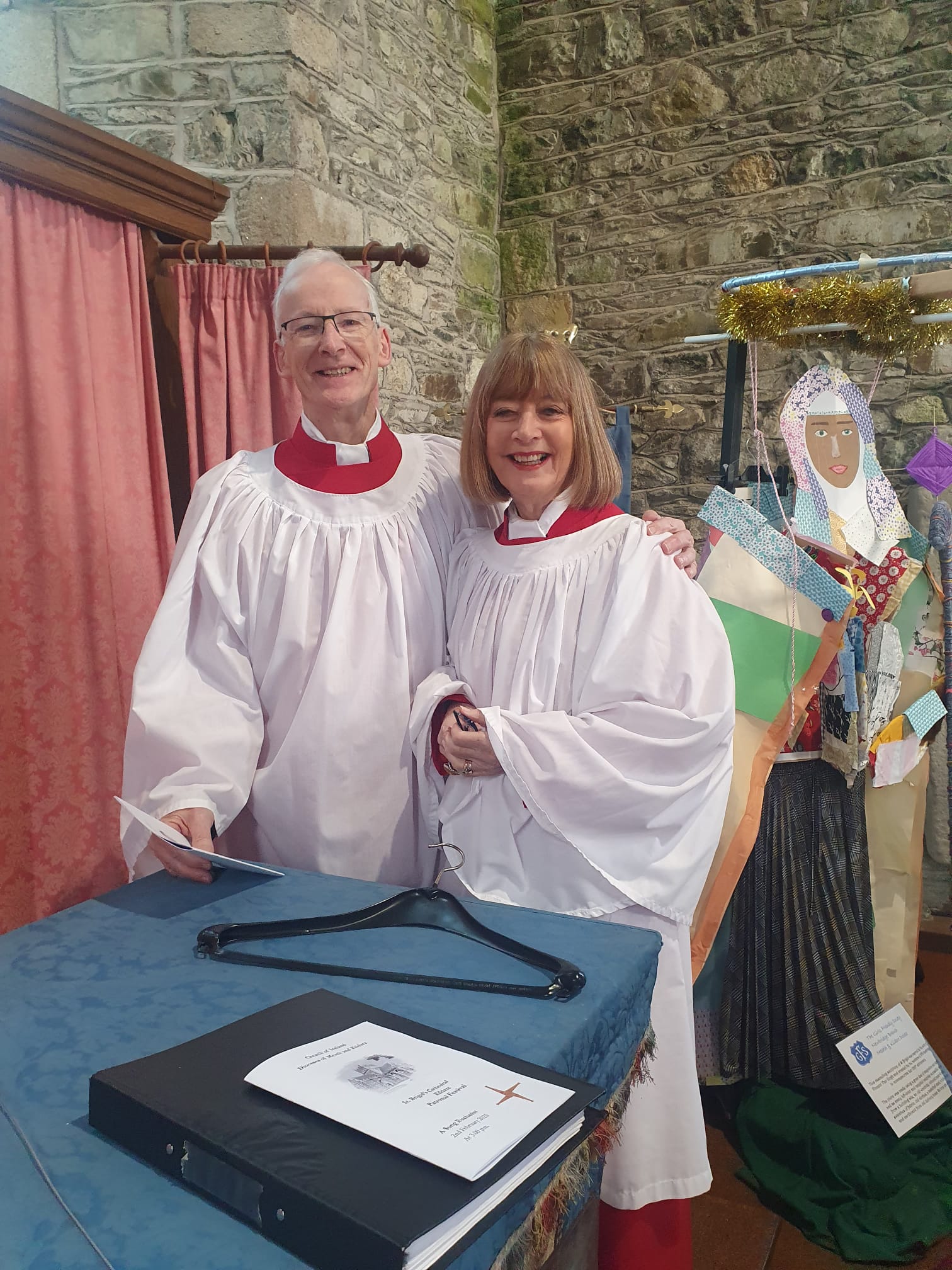 Mary Lyndon and Peter Whyte of Birr Choral Society, taking part in the singing