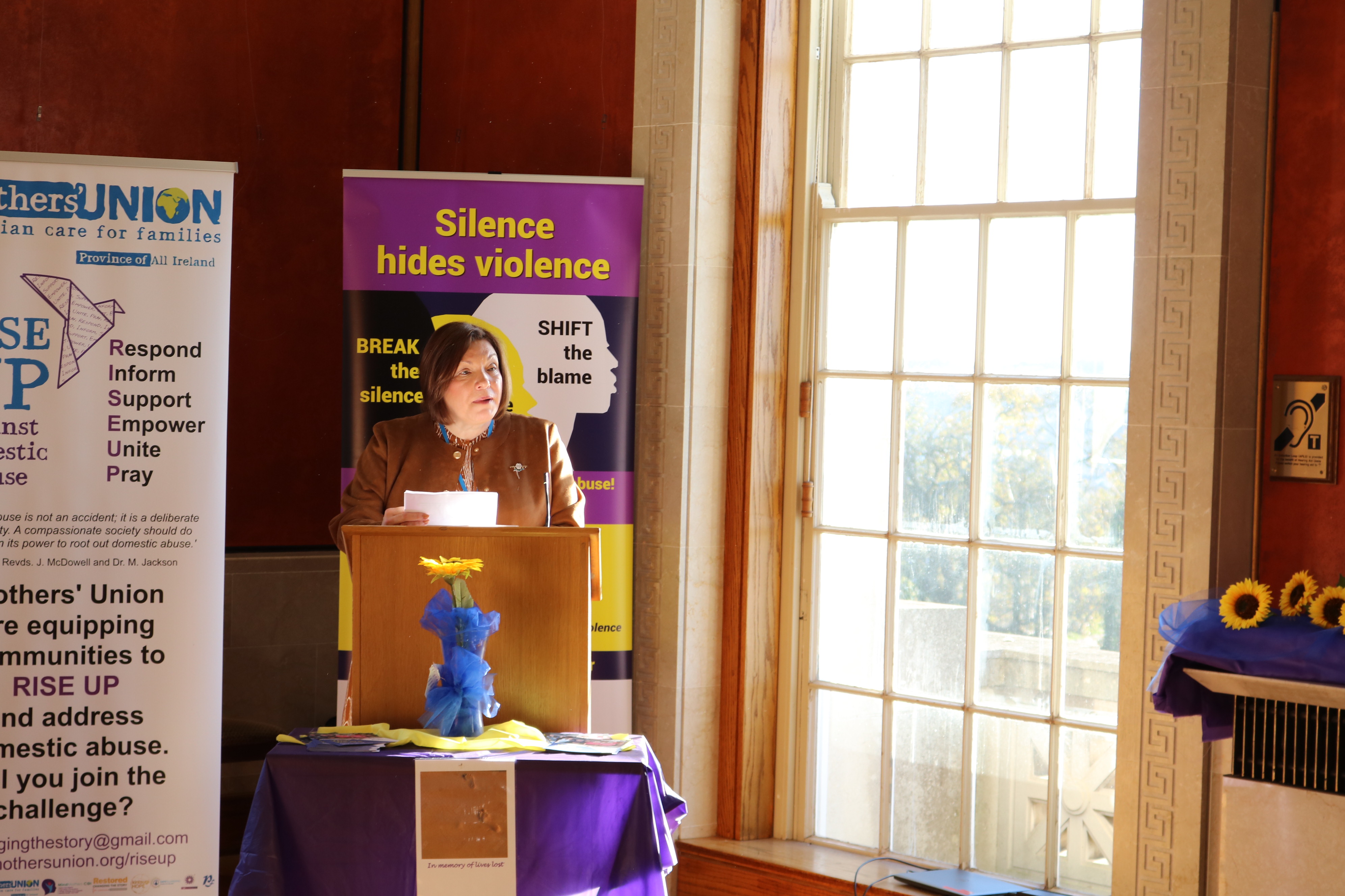 Mrs Kay Clarke speaks at the event in the Long Gallery.