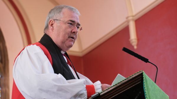 Archbishop John McDowell preaching in St Macartin's Cathedral.