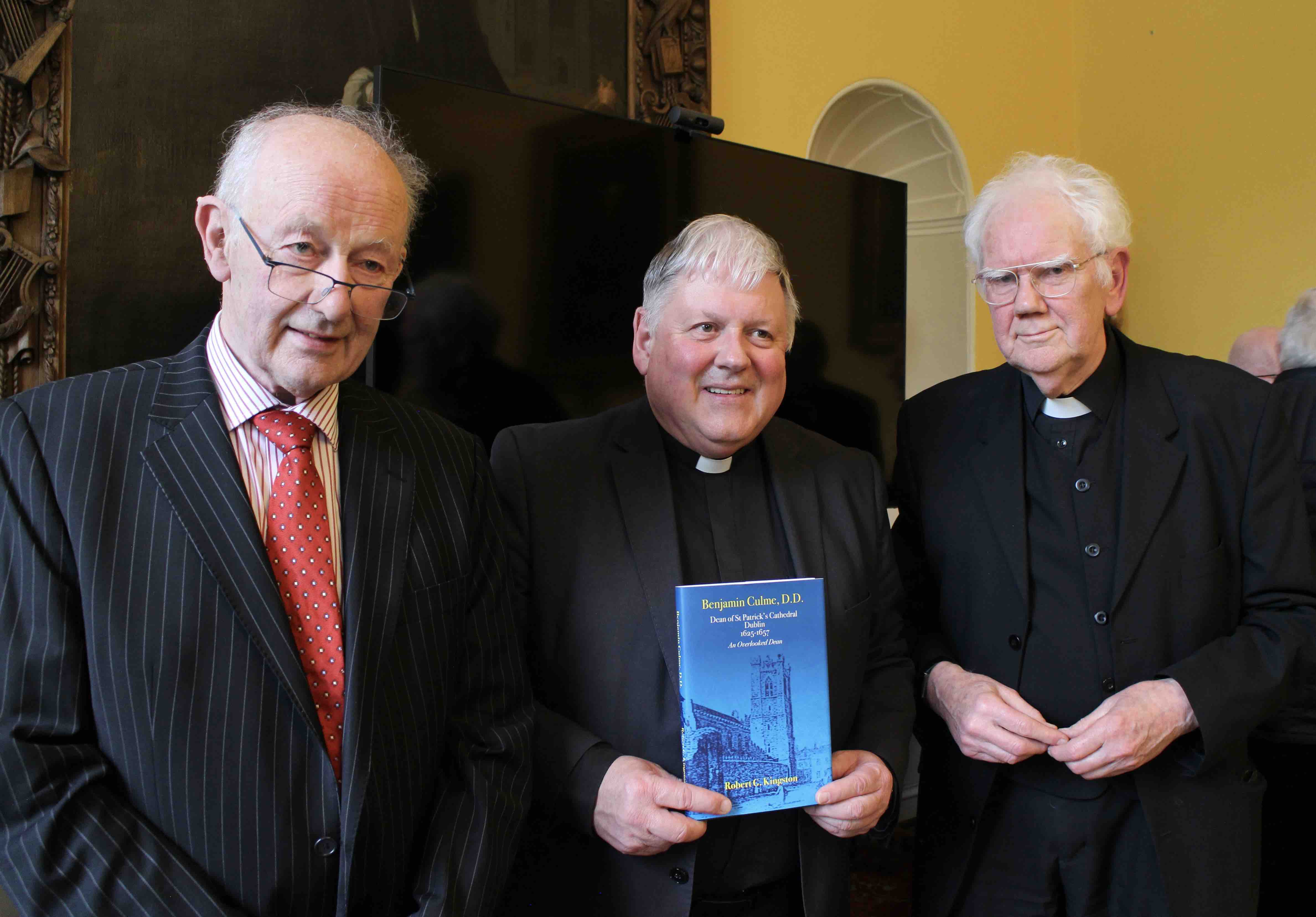 Publisher Ross Hinds, Dean William Morton and the Revd Robert Kingston at the launch of Robert's book.