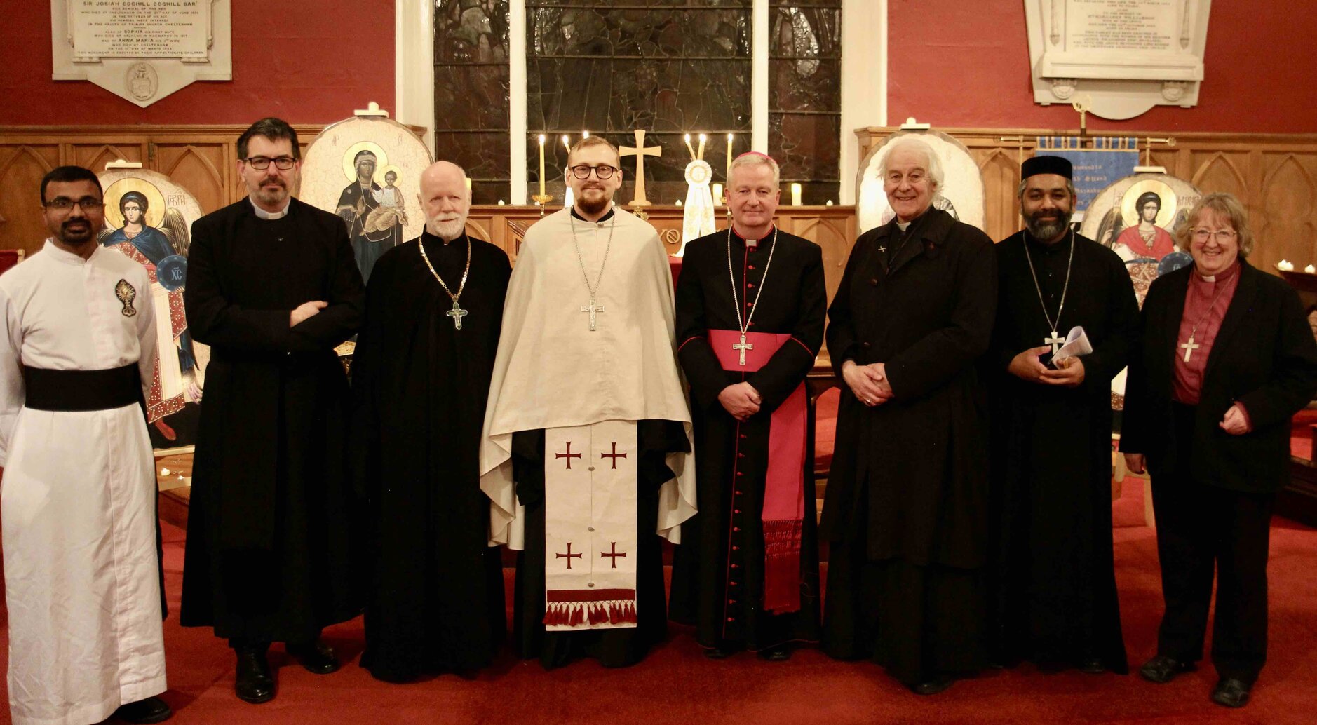 Fr Serhii Danilov of the Ukrainian Orthodox Parish &ndash; centre &ndash; with fellow Church leaders.