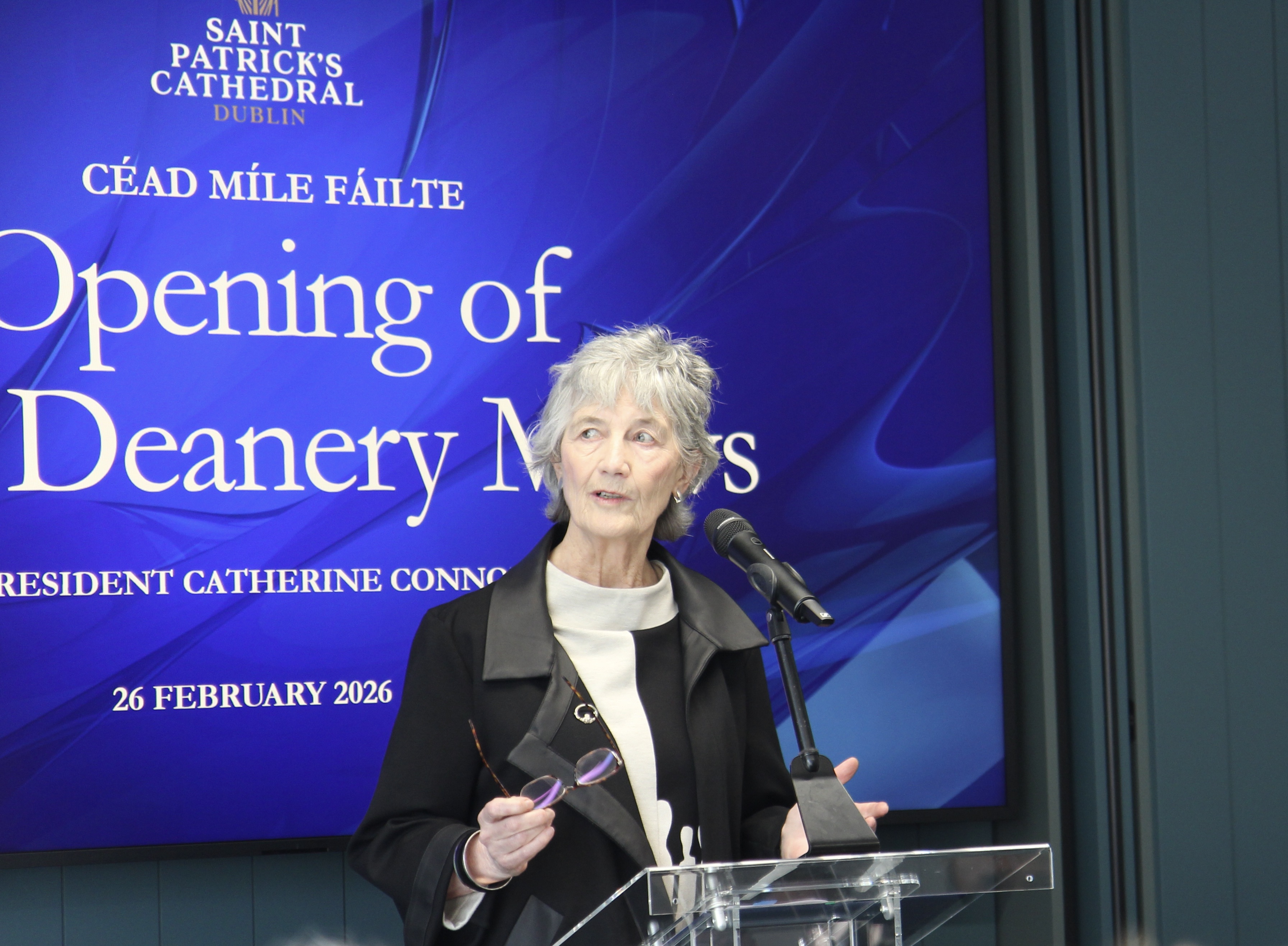 President Catherine Connolly at the official opening of the Mews. Photo courtesy of Lynn Glanville