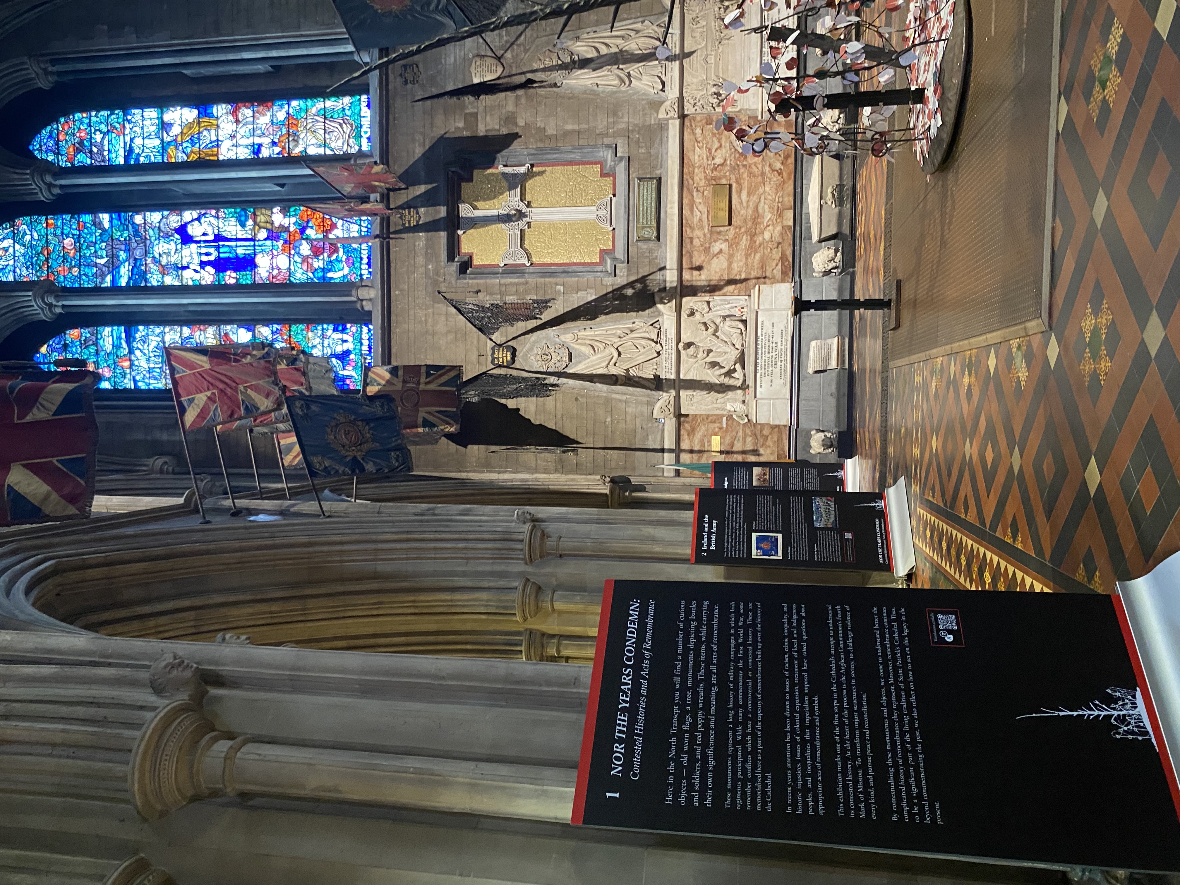 Displays as part of the Nor the Years Condemn exhibition in St Patrick's Cathedral.