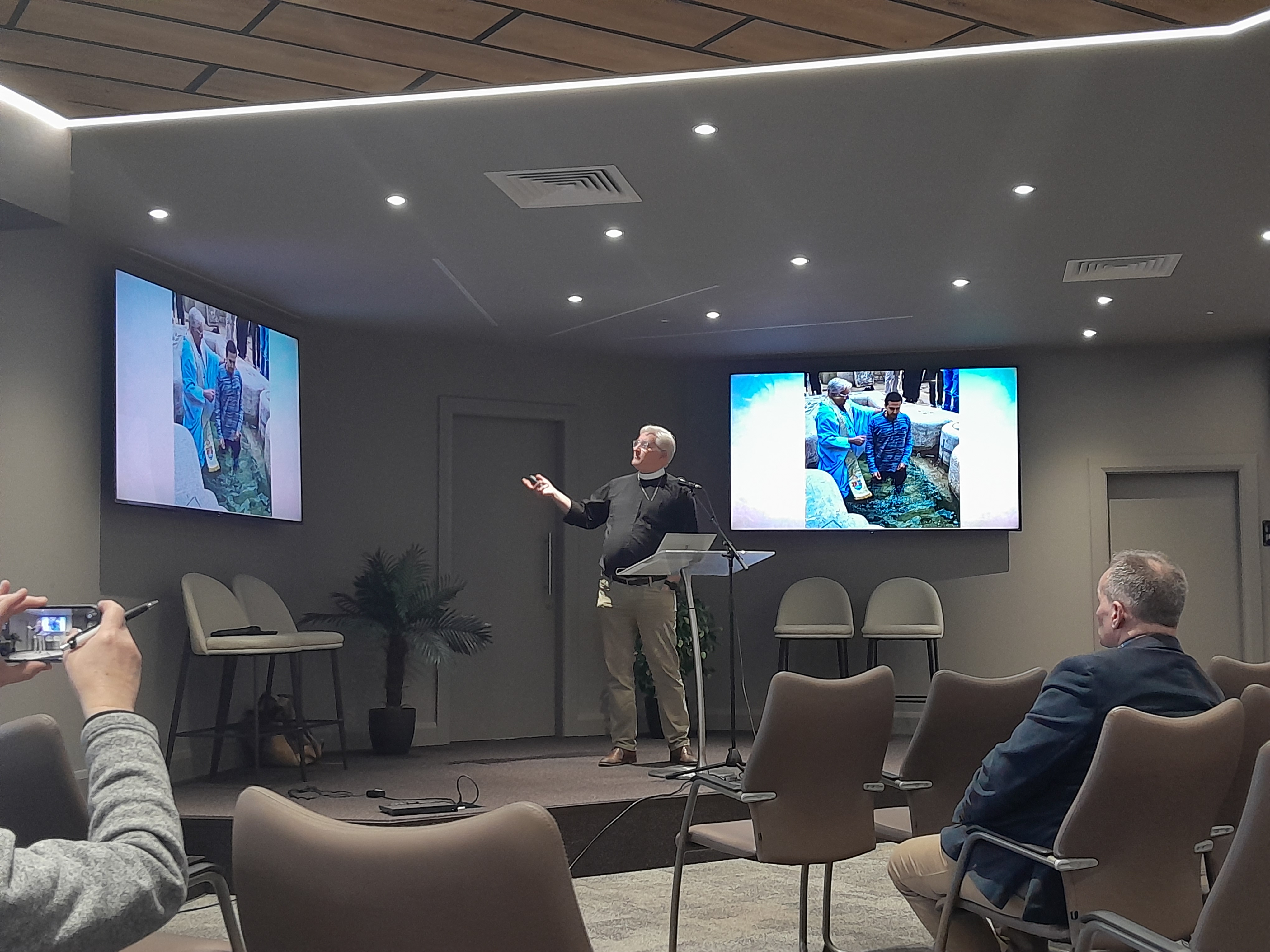 The Revd Frank Bernardi talks about growth and recent baptisms at St George's, Tunis, at the Council for Mission conference in Lisburn.&nbsp; The baptistry is modelled on a design from the early Church in North Africa with steps in and steps out, symbolising leaving an old life behind and finding new life in Jesus Christ.